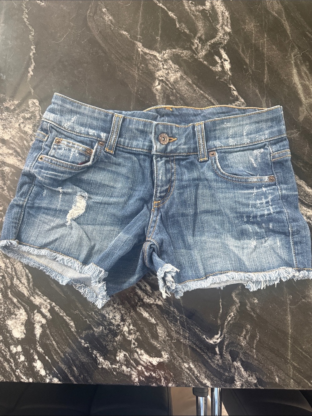 Casual Distressed Blue Denim Shorts